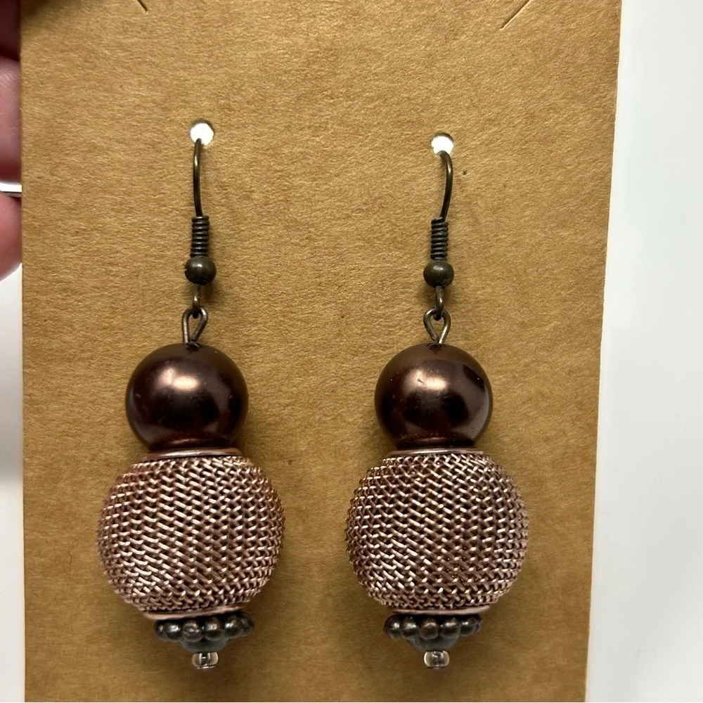 Brown Brass Lantern Globe Inspired Dangle Earrings